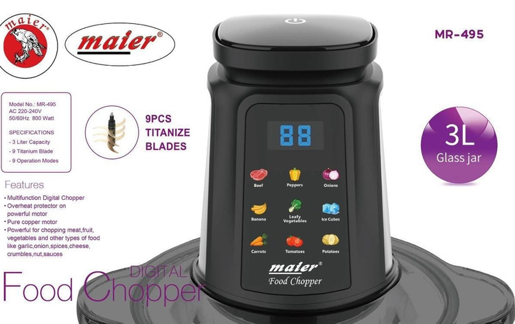 خردکن دیجیتال رنگی مایر3 لیتر مدل MR-495