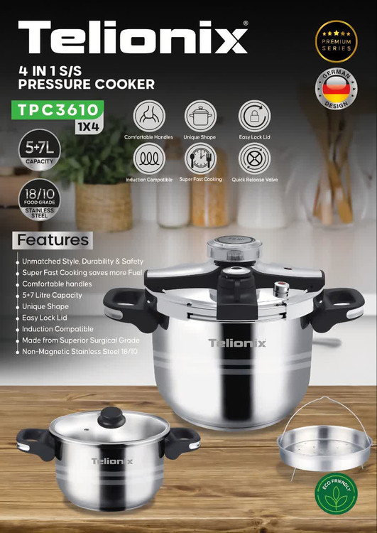 زود پز سر کلیپسی دوقلو تلیونیکس مدل TPC3610