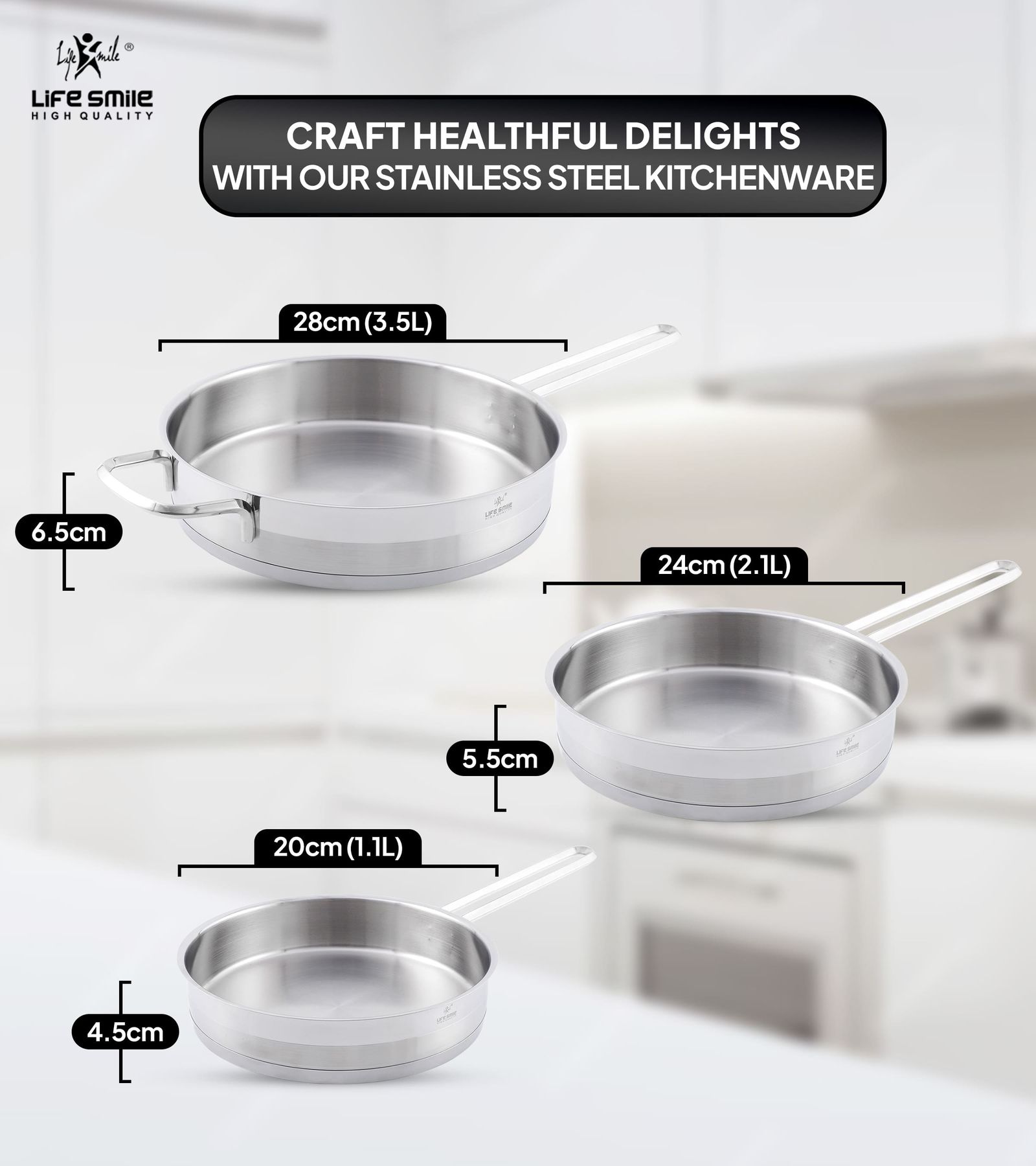 سرویس تابه استیل لایف اسمایل مدل P123FSET