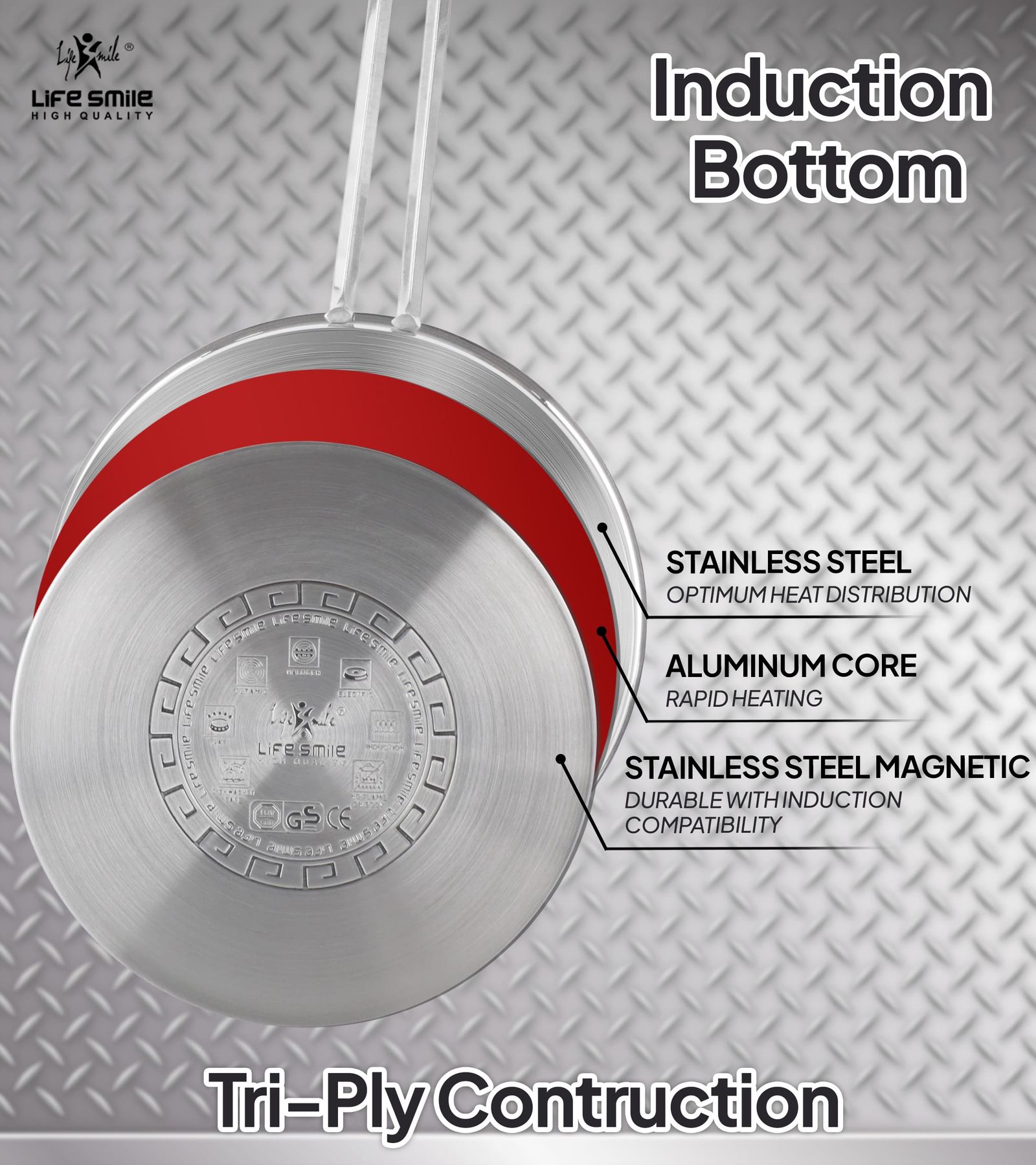 سرویس تابه استیل لایف اسمایل مدل P123FSET