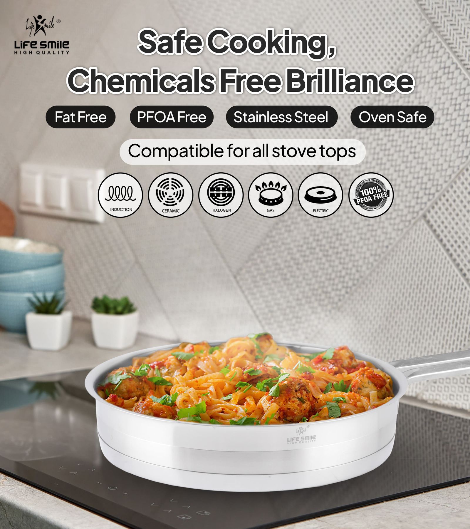 سرویس تابه استیل لایف اسمایل مدل P123FSET