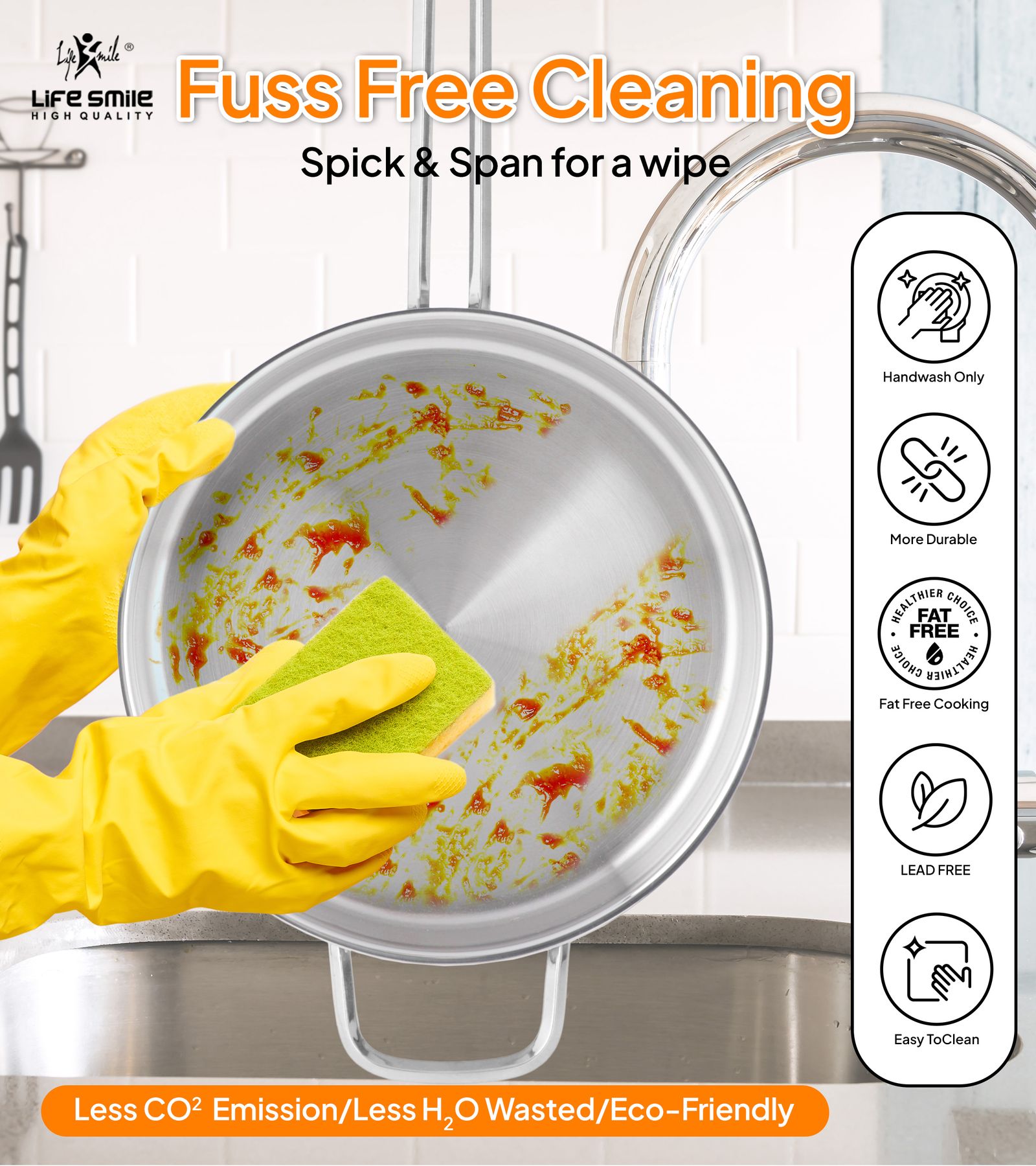 سرویس تابه استیل لایف اسمایل مدل P123FSET