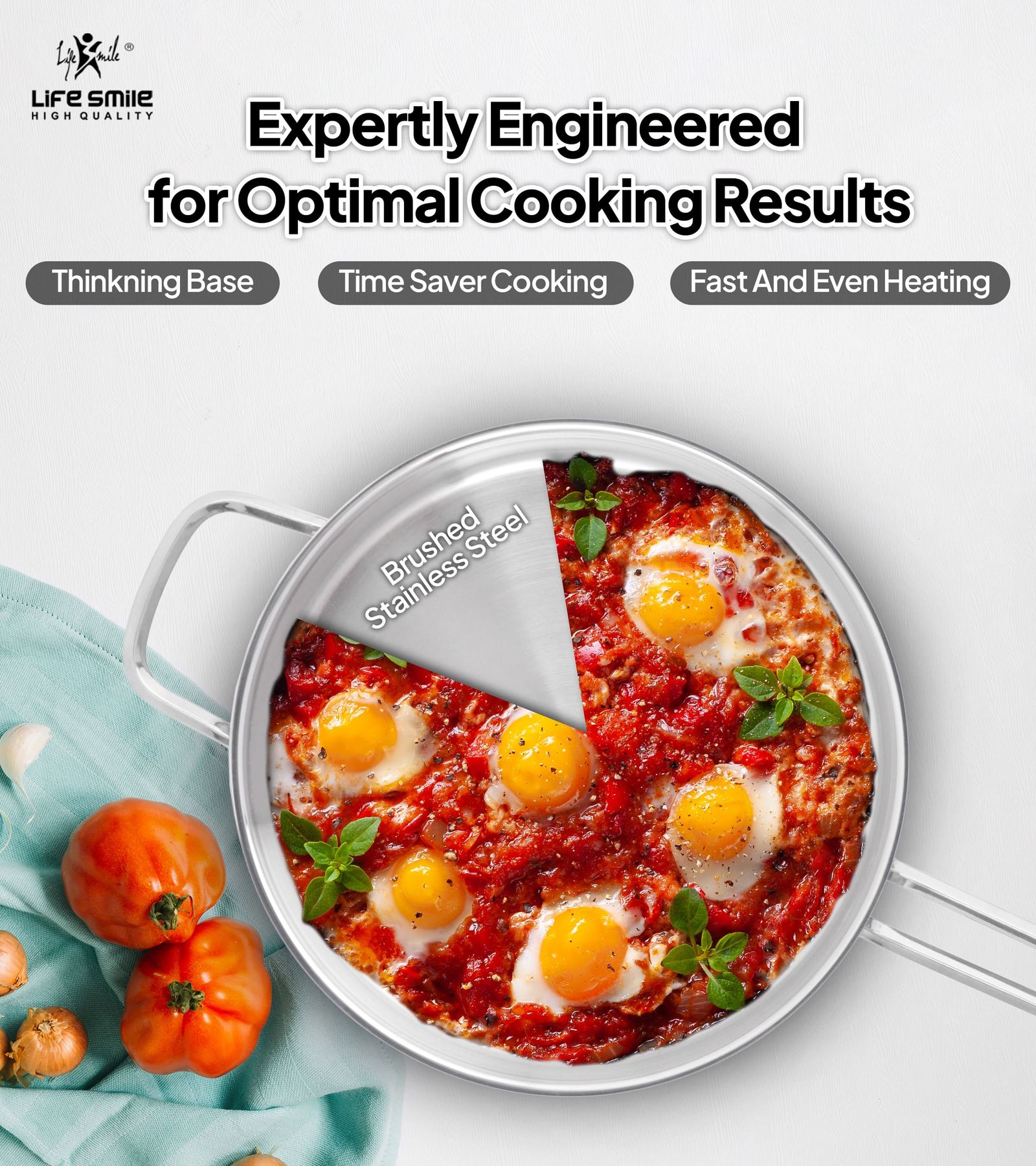 سرویس تابه استیل لایف اسمایل مدل P123FSET