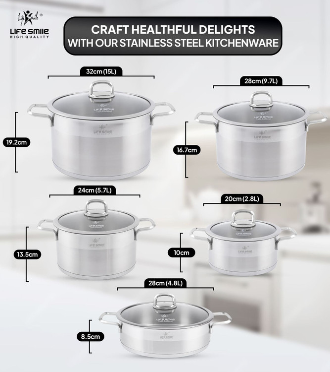 سرویس قابمه استیل لایف اسمایل مدل LIFEP12-10SILVER