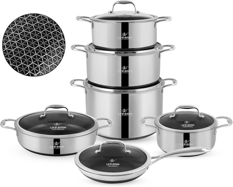 سرویس قابمه 10پارچه استیل لایف اسمایل مدل LIFEP30-10 کف لیزری