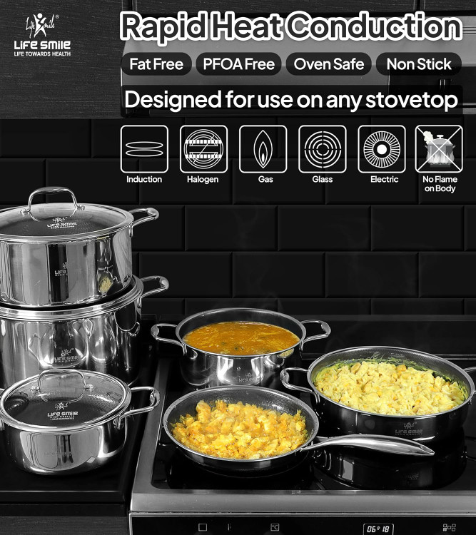 سرویس قابمه 10پارچه استیل لایف اسمایل مدل LIFEP30-10 کف لیزری