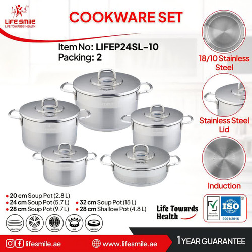 سرویس قابمه 10 پارچه استیل لایف اسمایل مدل LIFEP24SL-10
