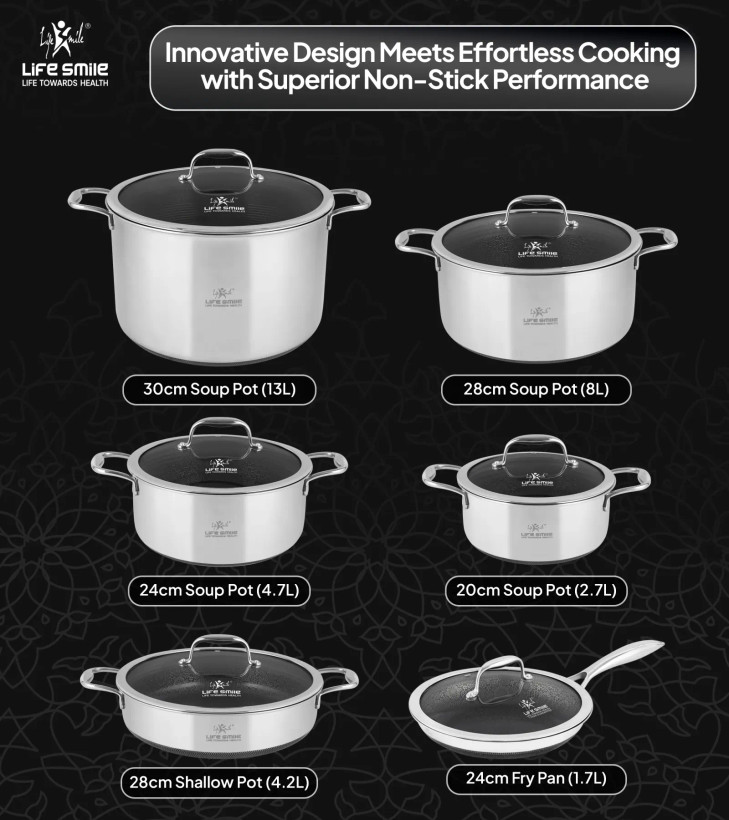 سرویس قابمه 12پارچه استیل لایف اسمایل مدل LIFEP18N-12R کف لیزری تیتانیوم قرمز